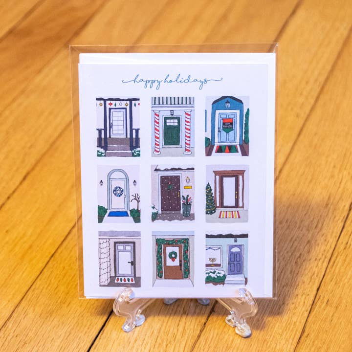 Holiday Doors-kaart voor wholesale door abigail hausman design & illustration