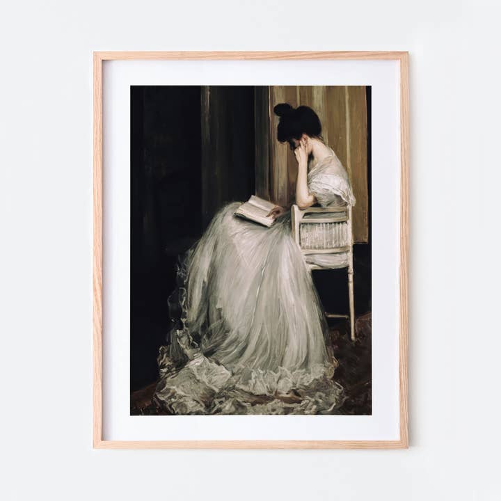 Sugar & Canvas - Wholesale Kunstprint - Europese vintage rustiek meisje dat portretprint leest VP635