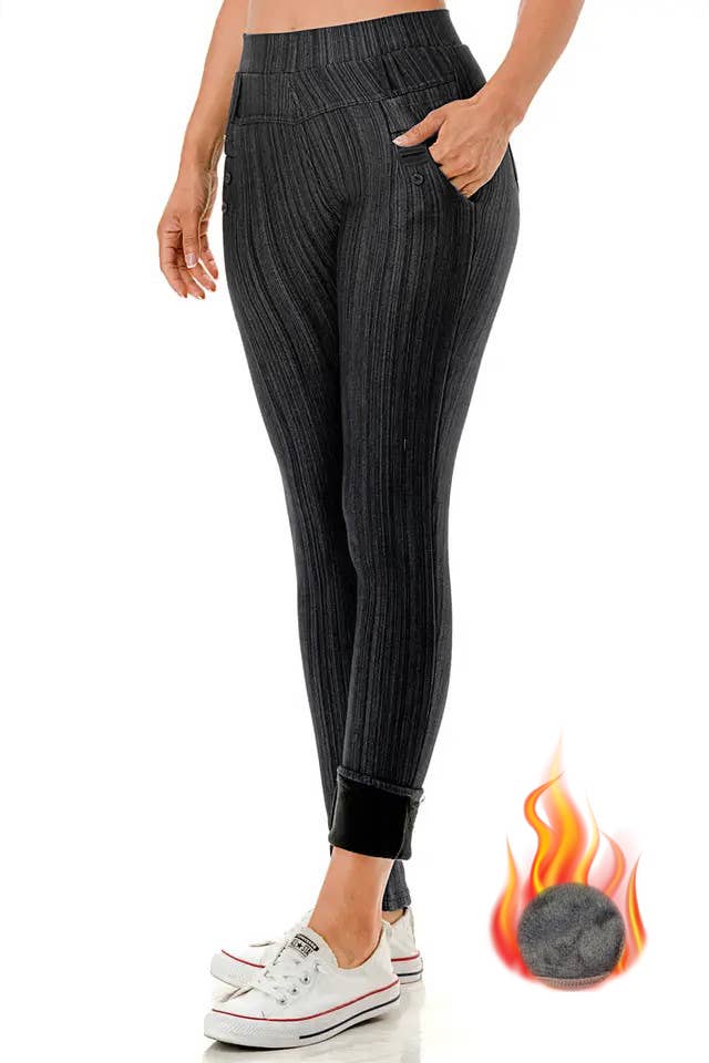 Color 5 - Wholesale Pants - Women's - Winter fur lined  warm skinny jegging pants with pockets0