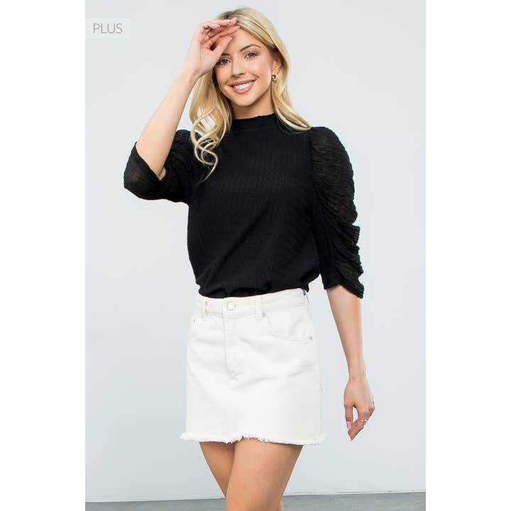 THML - Wholesale T-Shirt - Women's - /Size XL/ Ruched Sleeve Textured Top19