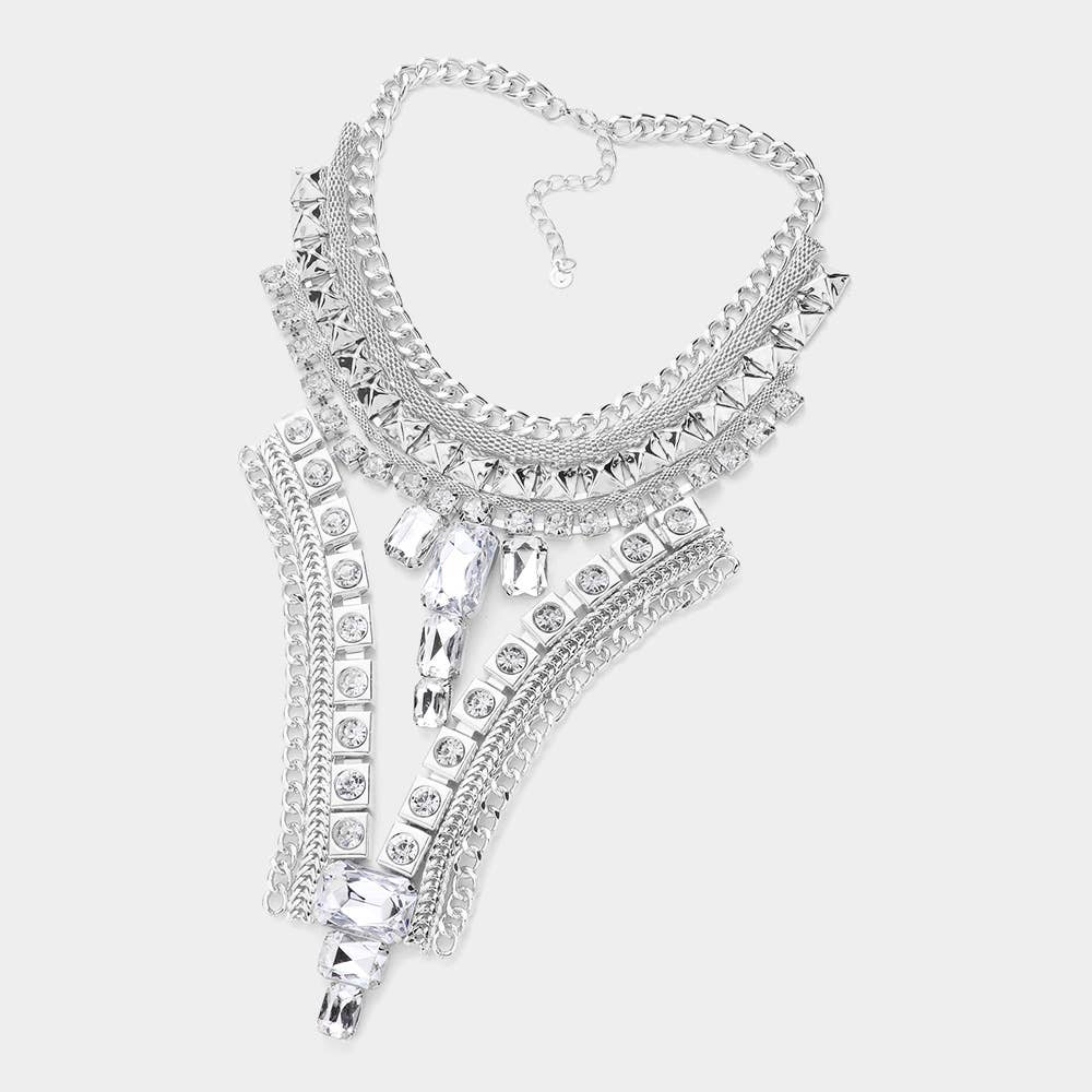 Sensibling Corp. - Vente Parures de bijoux - Collier plastron orné de pierres rectangulaires1