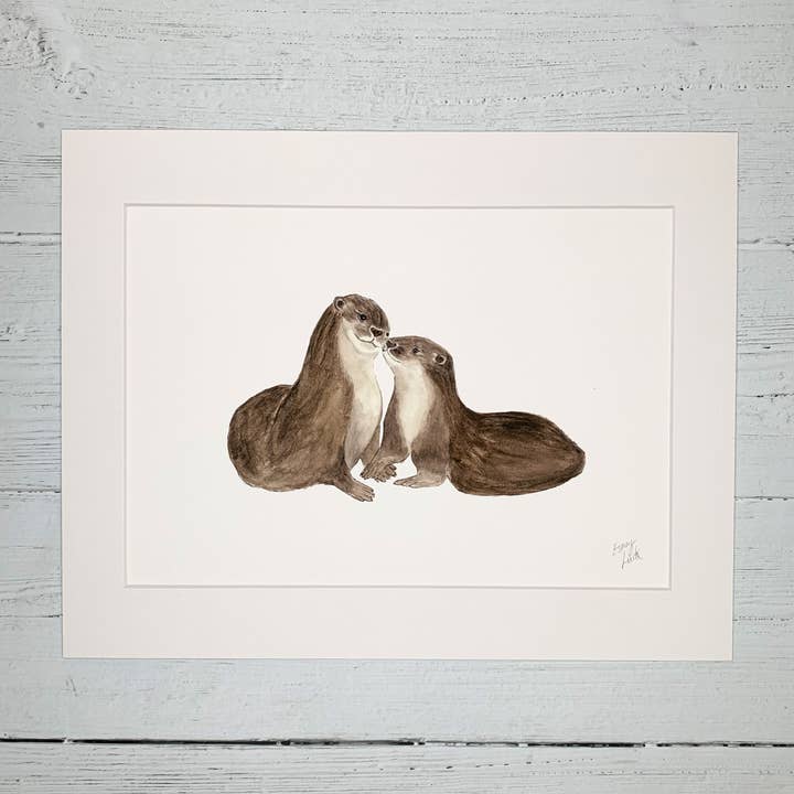 River Otters - Fine Art Print for wholesale by Esmay Luck Art