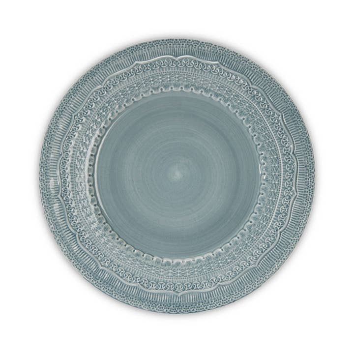 Qube Luxe by Debbie Marks – wholesale Charger plate – Sienna Lace Duck Egg Blue Porcelain Charger Plate1