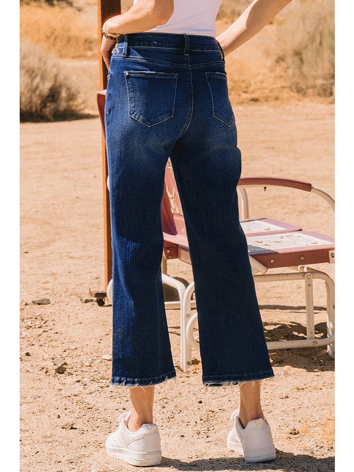 fashionworks - Wholesale Jeans - Women's - Fashion Mineral Wash Raw Hem High Waist Flared Jeans*4-16