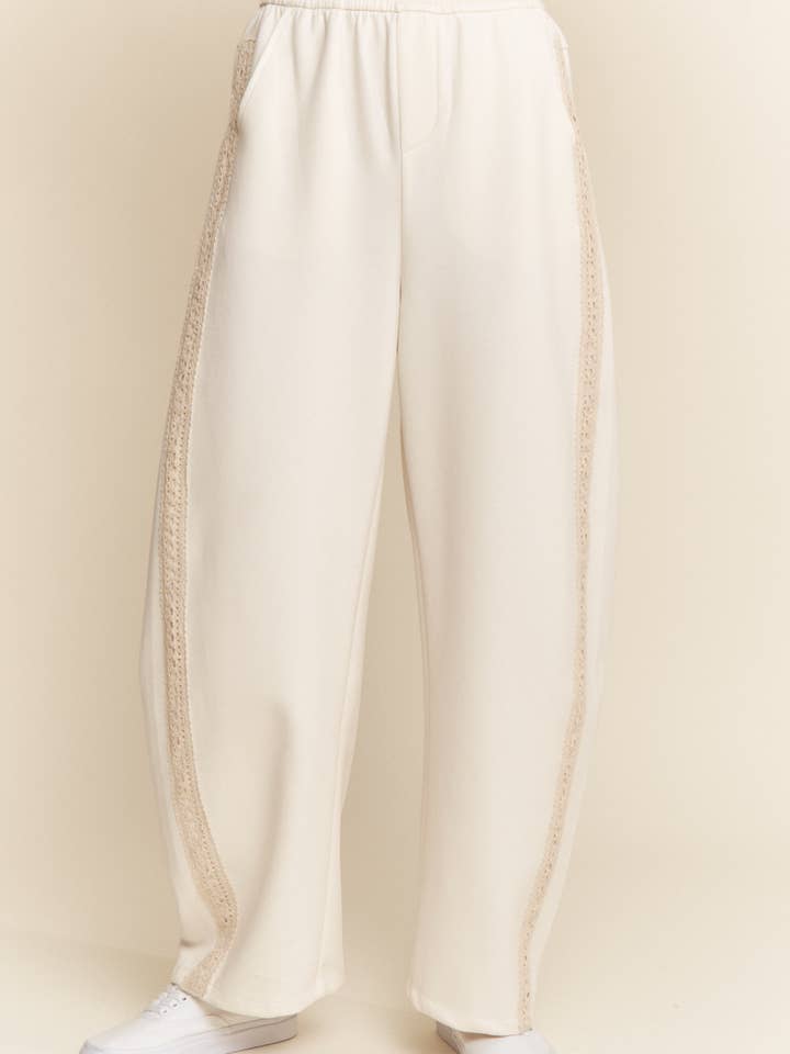 Crochet Trim Loose Fit Barrel Sweatpants for wholesale by J.NNA