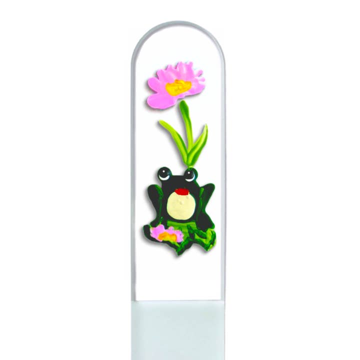 Classy Nail Files - Wholesale Nail File - Frog Lily Pad Flower Wildlife Hand Painted Crystal Nail File