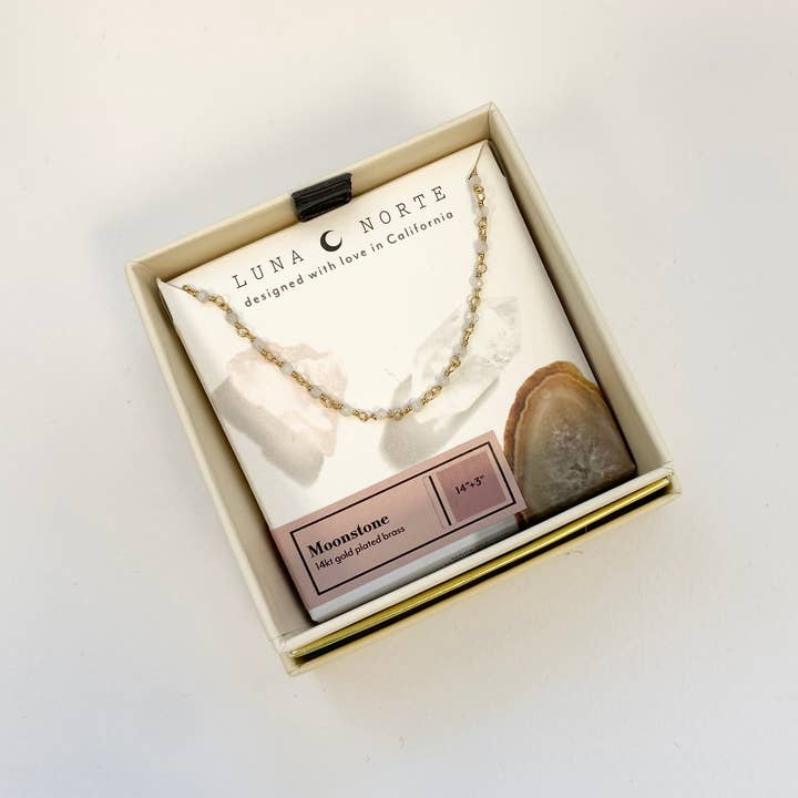 Luna Norte - Wholesale Link & Chain Necklace - Draped In Gems Everyday Collar Necklace - Moonstone