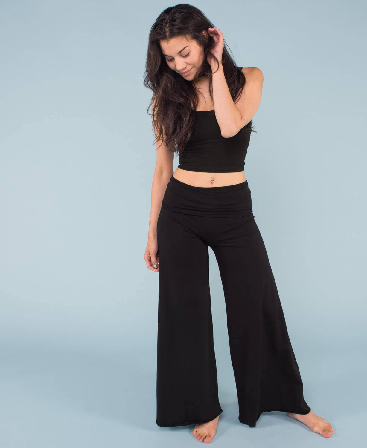 Organic Roll-Top Flowy Pants - Black for wholesale on Faire2