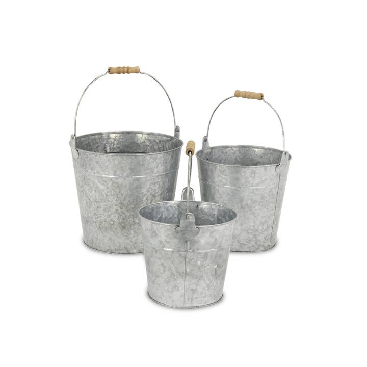 Cheungs Home Decor – wholesale Bucket/pail – Pina Set of 3 Galvanized Metal Buckets
