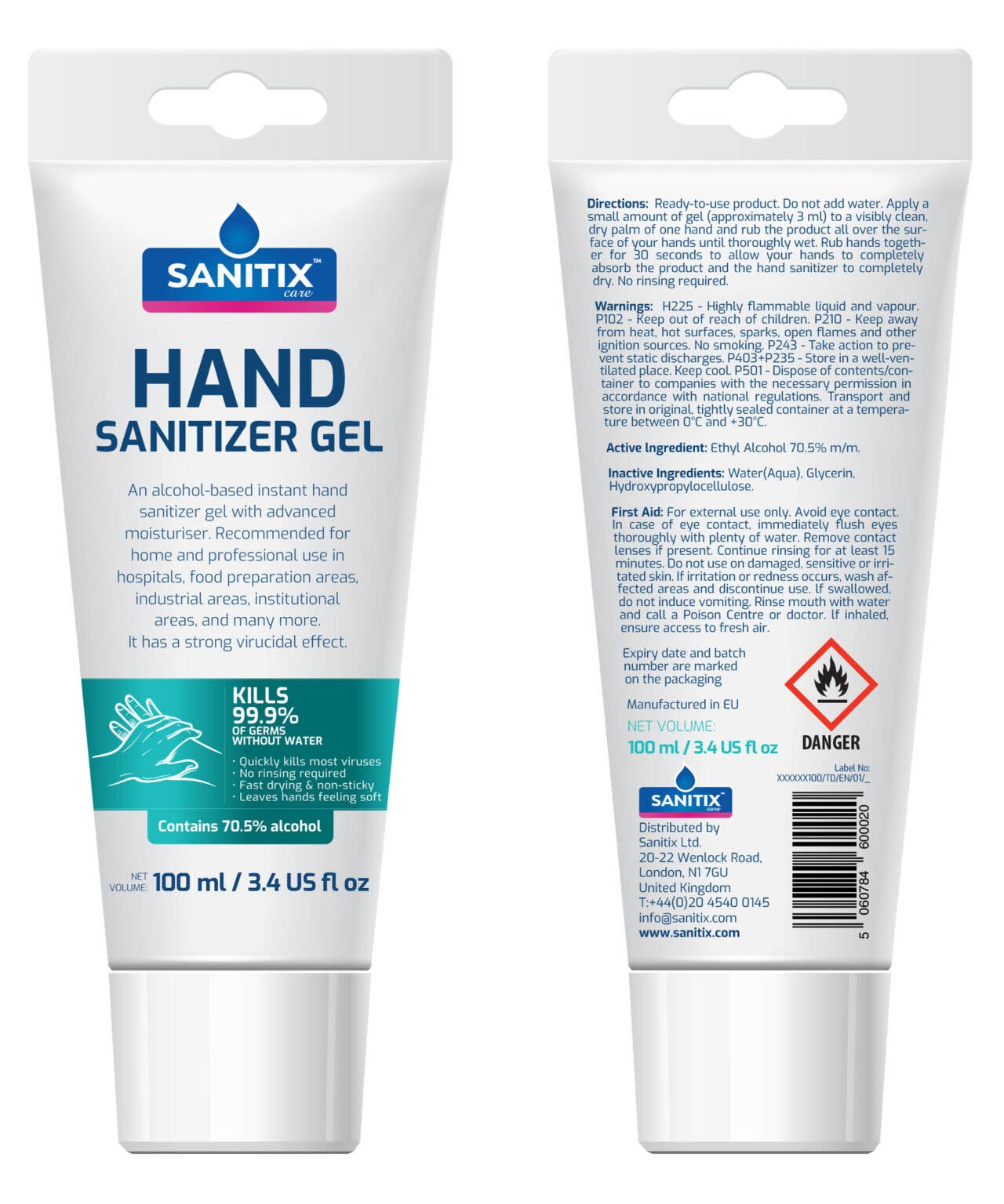Sanitix Care – wholesale Hand sanitiser – Hand Sanitizer Gel 100 ml / 3.4 US fl oz1