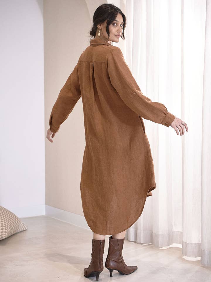 Muskot Grundläggande linneskjortklänning - Muskot för wholesale på Faire3