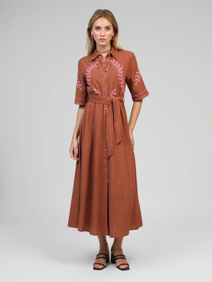 OSMINA LONG DRESS caramel for wholesale by An'ge