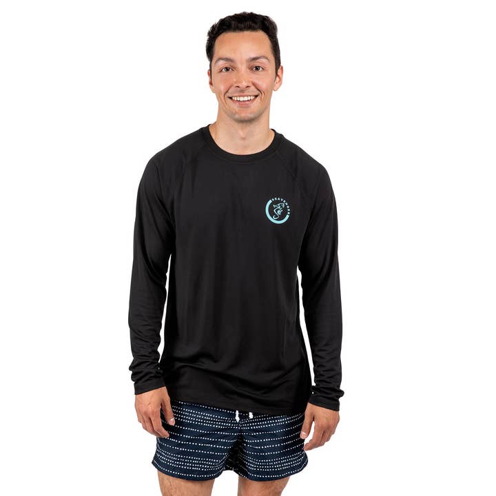 Trekker Unisex Rash Guard Long Sleeve Black for wholesale by Seavenger