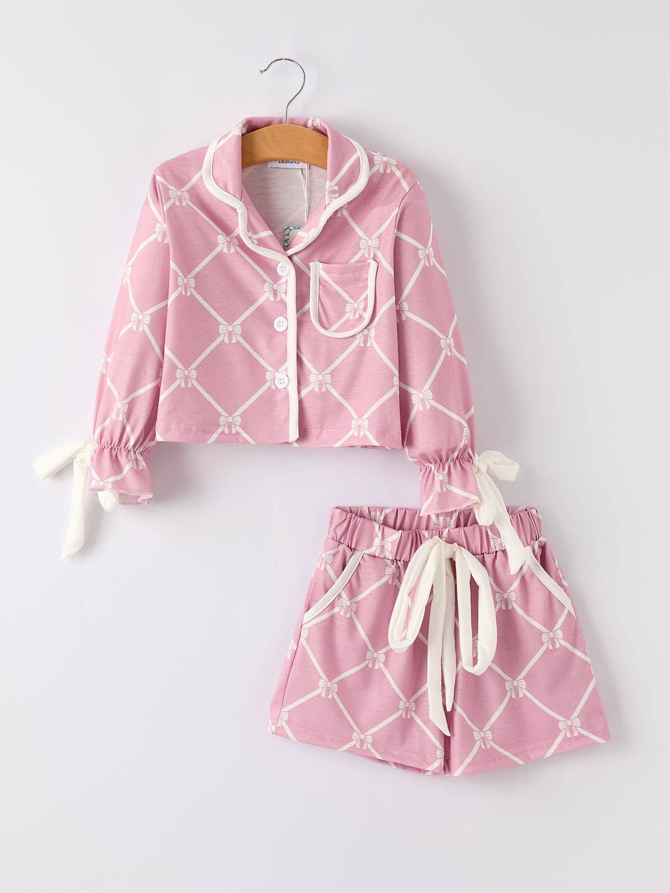 Rylee Faith Designs - Wholesale Sleepwear Set - Kids - Mommy & me Autumn Check Bow Girls Lapel Pajamas5