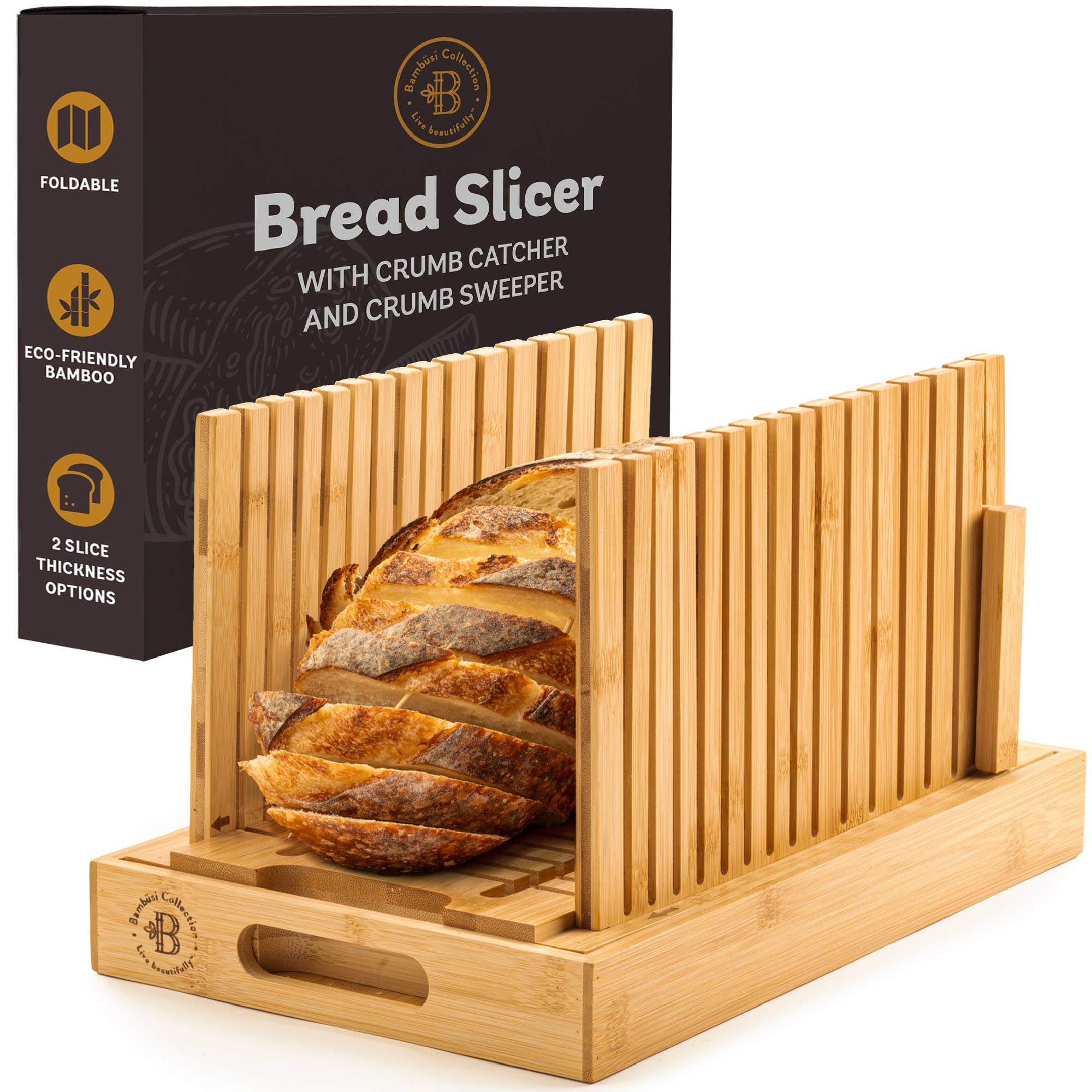 Bambusi - Wholesale Bread Mix - Adjustable Bamboo Bread Slicer for Homemade Loaves8