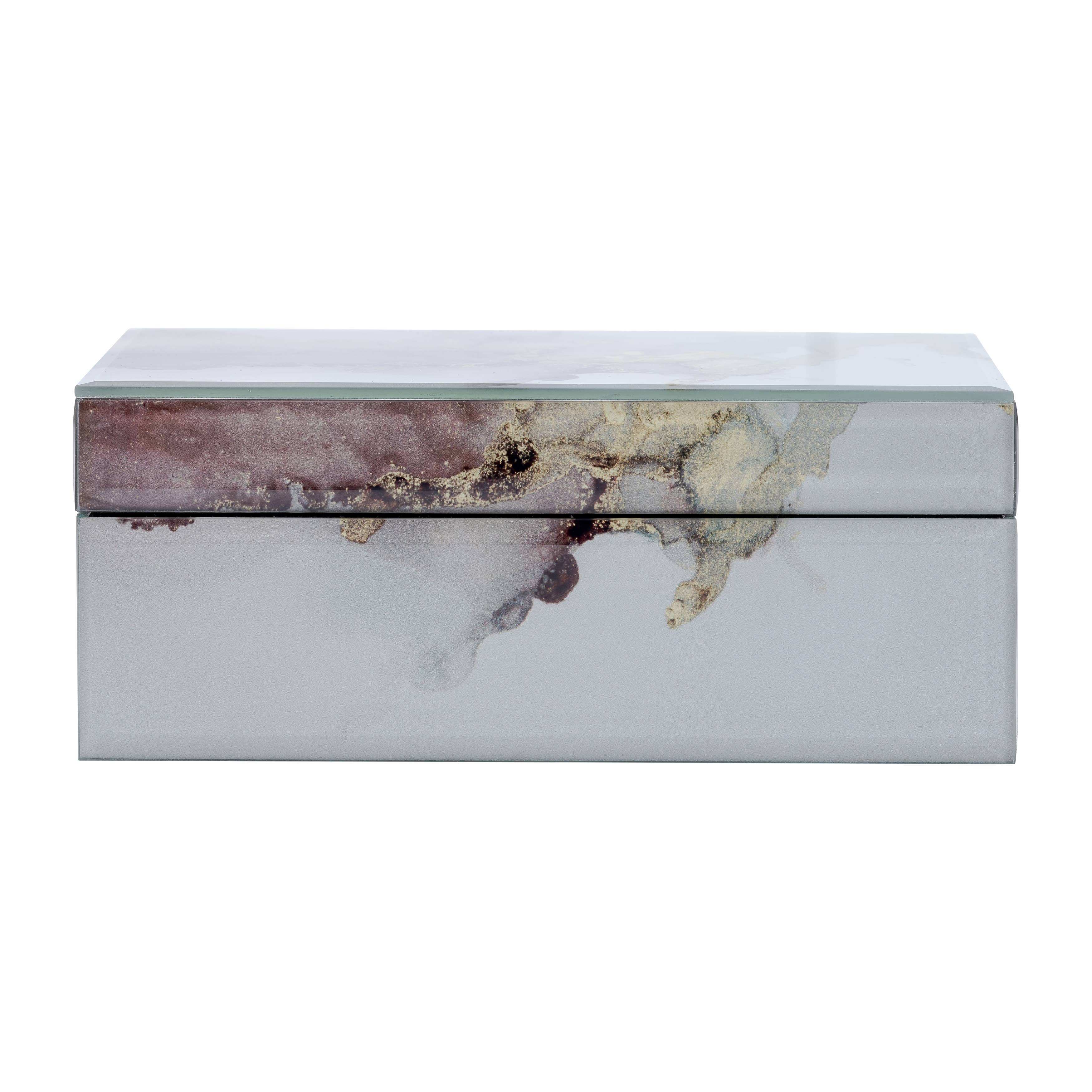 Sagebrook Home - Wholesale Decorative Box - Decorative Box - White/Beige/Gold Wood Abstract, 8x3 in.7