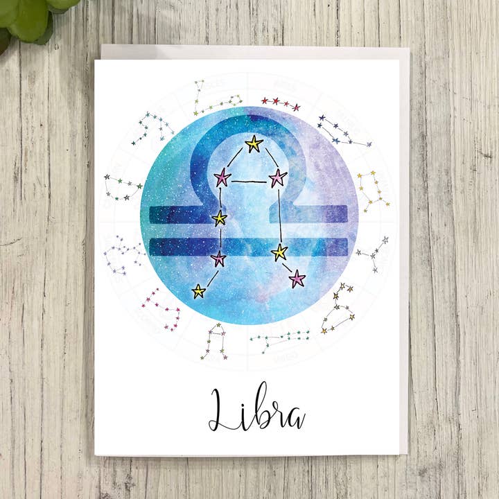Zodiac - Libra Astrology Birthday Card for wholesale by Great Odin's Hellos