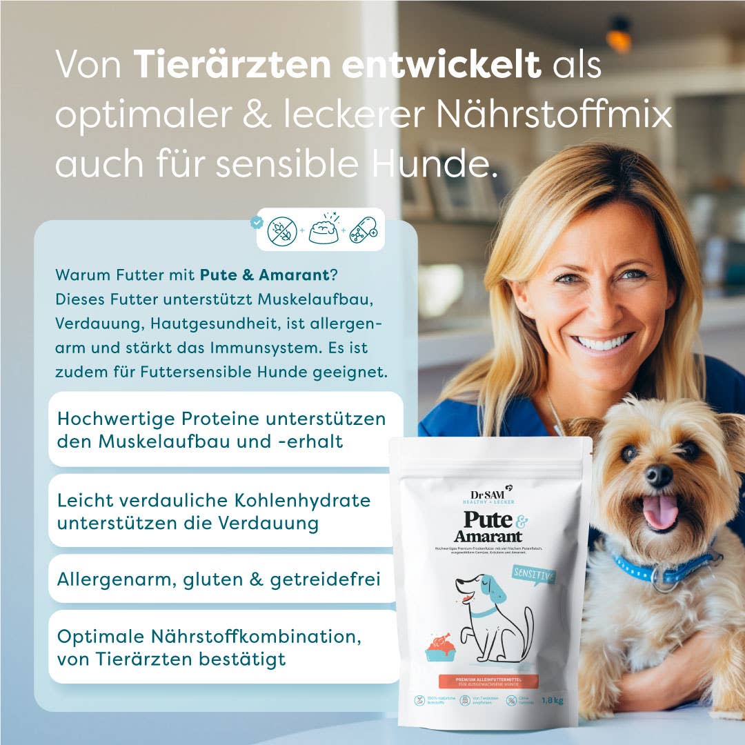 DrSAM - Wholesale Pet food – Dog - Premium dry turkey & amaranth food for dogs - 1.8 kg5