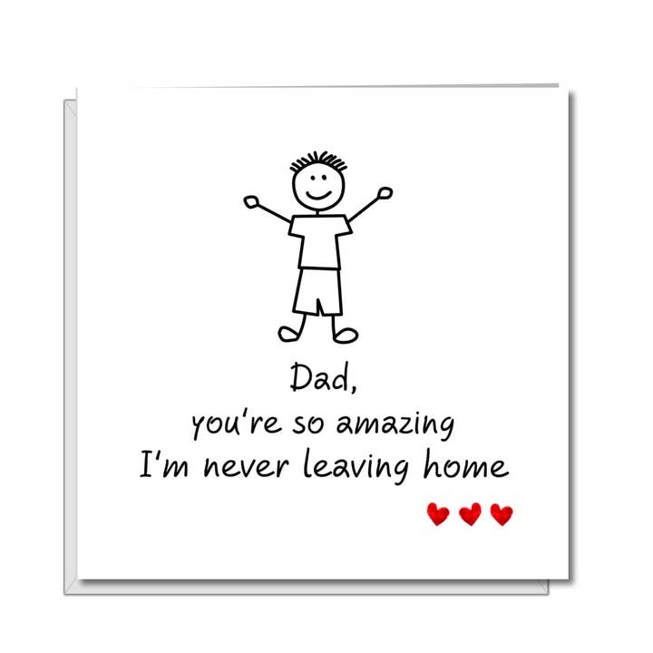 Divertente biglietto per la festa del papà, biglietto per Amazing Dad da parte di suo figlio, che esce di casa per la vendita all'ingrosso da parte di Swizzoo Cards