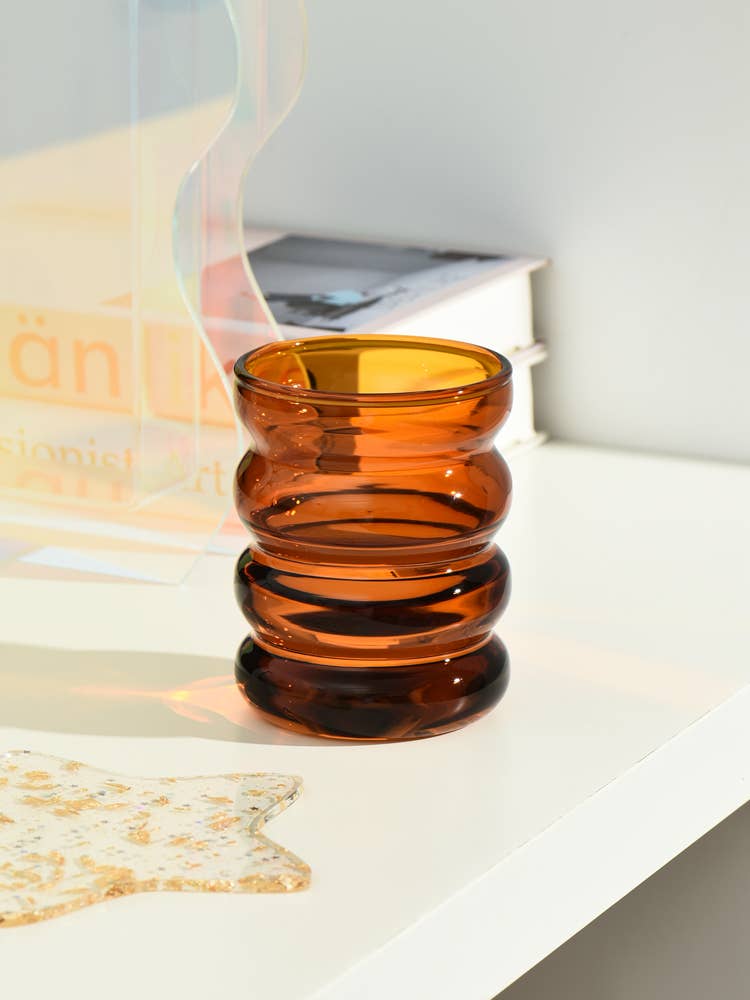 Our Dining Table - Wholesale Drinking Glass/Cup - Hand Blown Colored Ripple Puffy Glass8