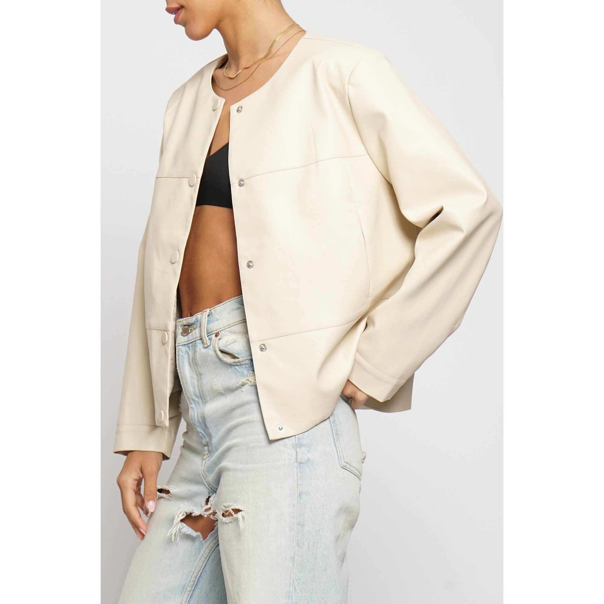 Sans Souci – Engroshandel Motorcykeljakke - Dame – KORT JAKKE I IMITERET LÆDER5