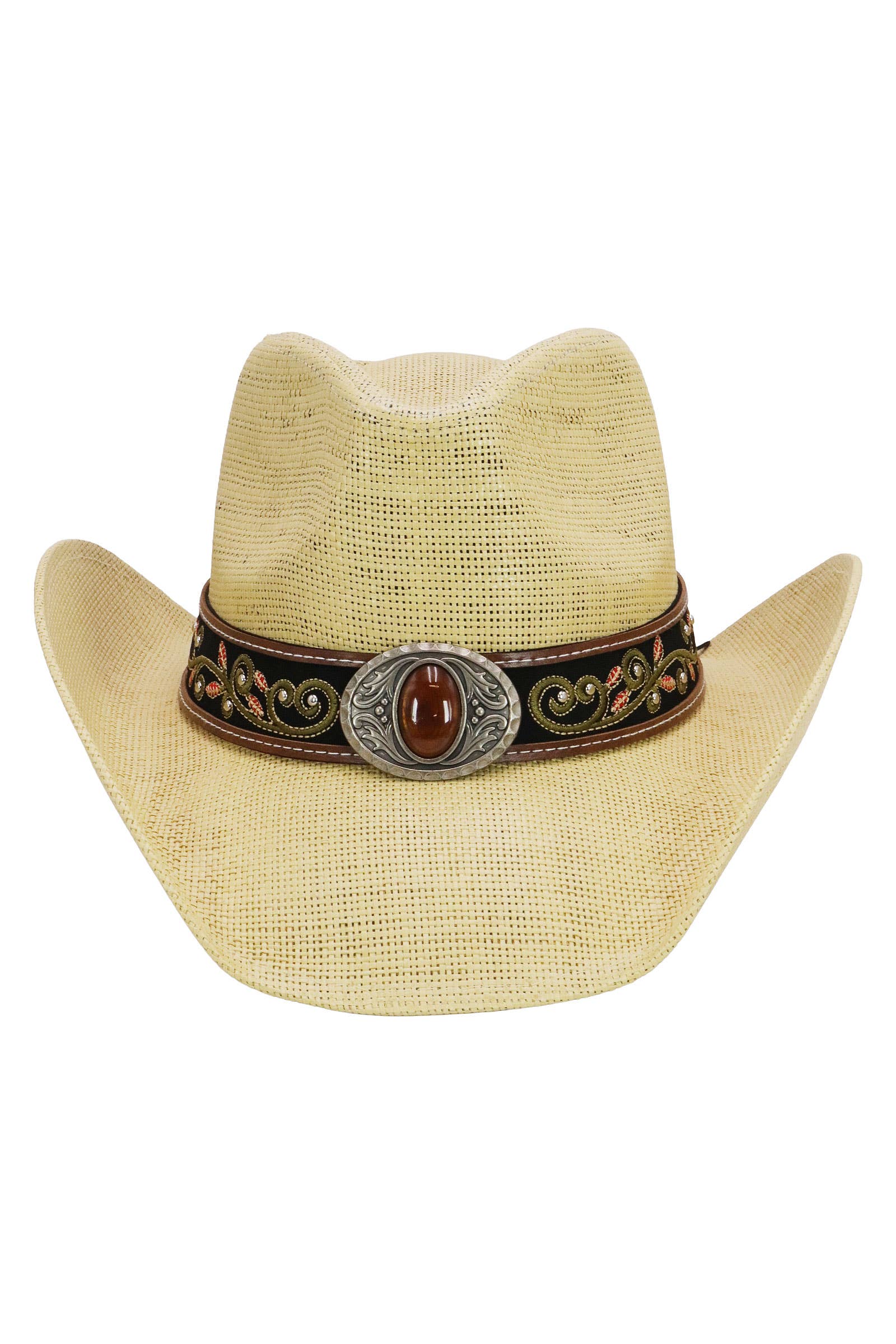 Cap Zone – Engroshandel Cowboyhat - Dame – Bronzeret ravfarvet concho blomsterbælte cowboyhat22