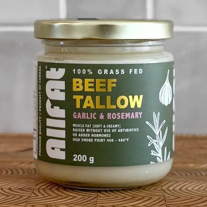 100% Grass Fed & Finished Beef Tallow Infused in Garlic & Rosemary (From Muscle Fat) for wholesale by ALLFAT