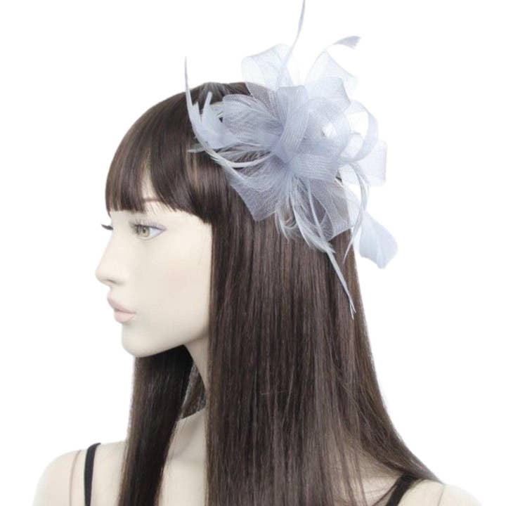 Topkids Accessories - Wholesale Fascinator Hat - Women's - Looped Net Fascinator Feather Comb Fascinator Fascinator Hair Slide Fascinators Wedding Hats Royal Ascot Hat On Clear Comb For Women, Ladies, Girls