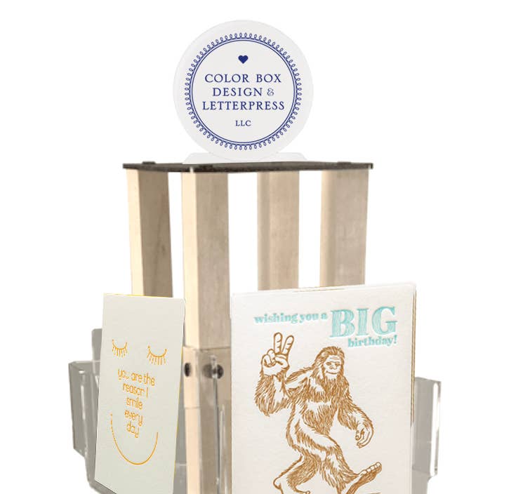 Color Box Design & Letterpress - Wholesale Retailer Display - Paper & Novelty - Compact Counter-Top Greeting Card Spinner Display2