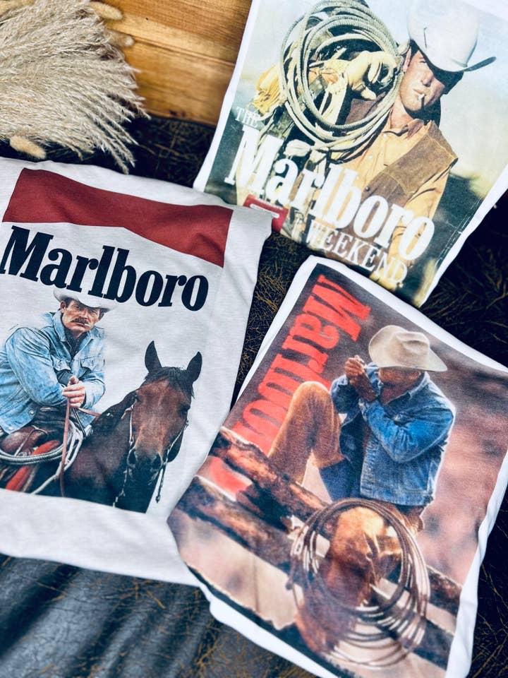 Backroad Threads Wholesale - Wholesale Screen printed t-shirt – Women′s - Vintage Marlboro Man1