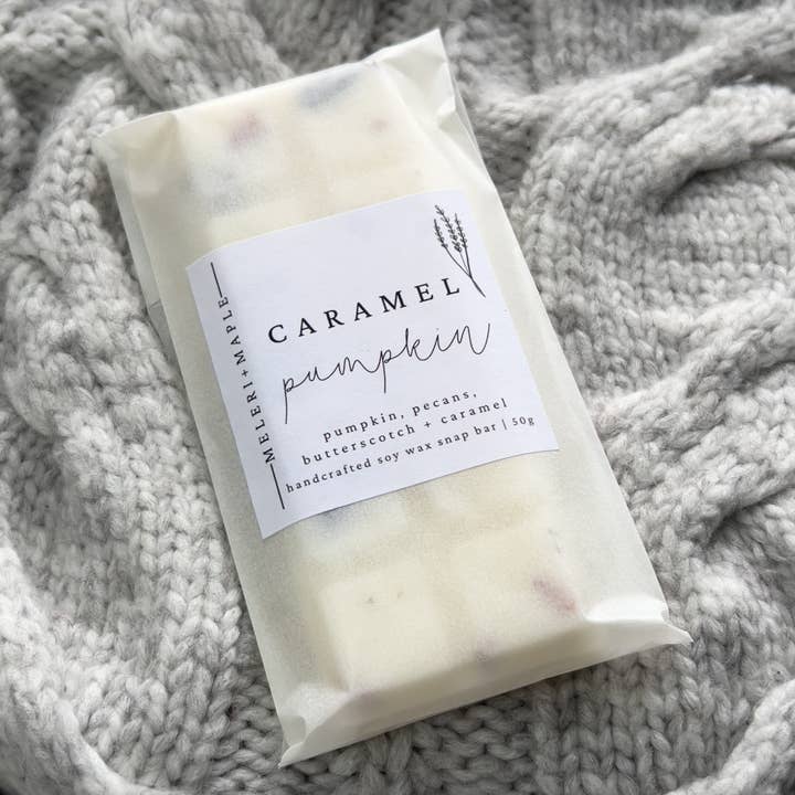 Barre de cire parfumée caramel et citrouille à casser pour la vente par Meleri and Maple Co