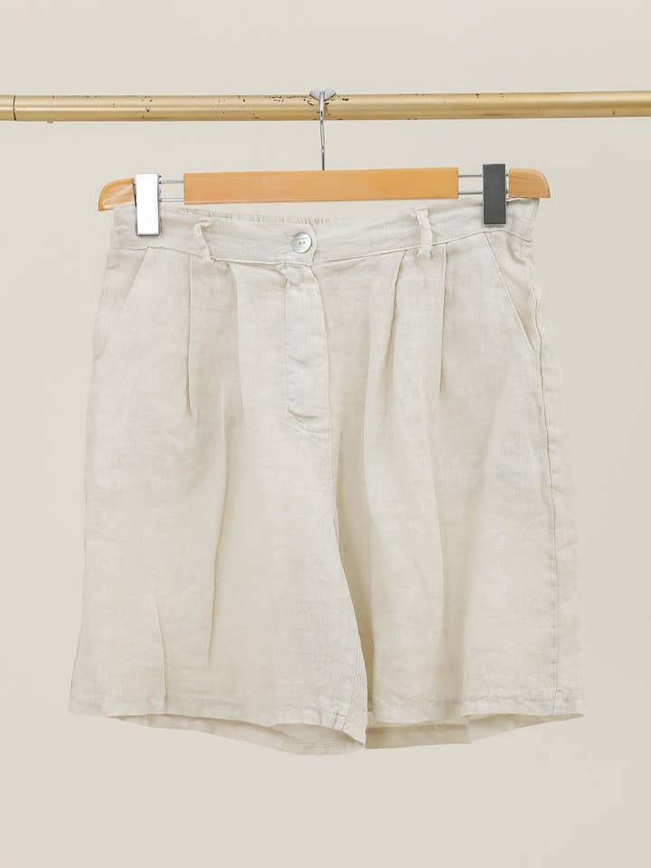 NAÏS PARIS - Wholesale Shorts - Women's - Elasticated back buttoned shorts, 100% linen