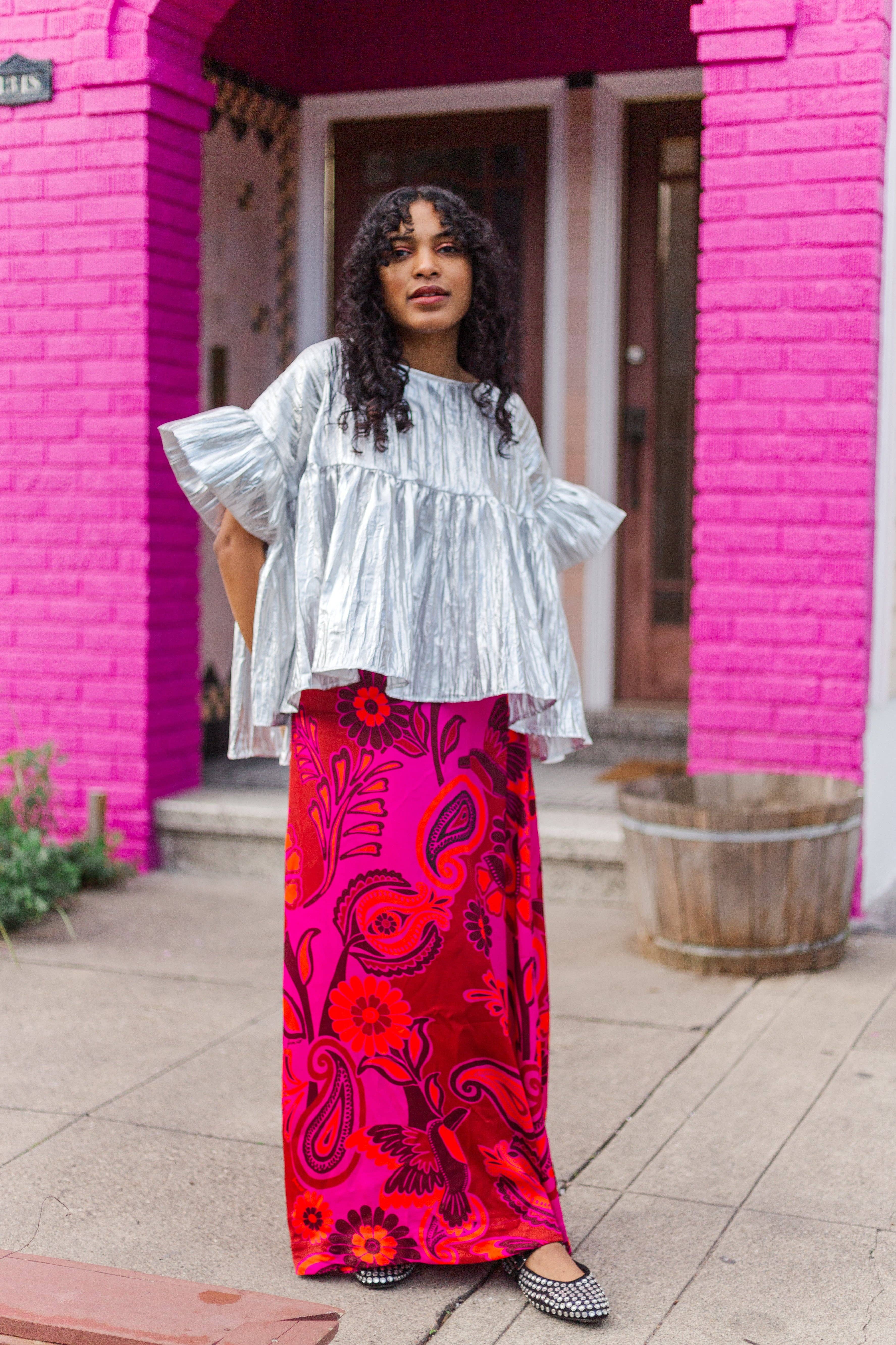 Nettle Studios - Wholesale Blouse - Women's - Size-Inclusive Plus Size Womens Silver Metallic Gathered Top24