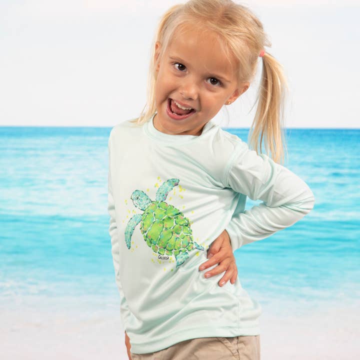 Mint Caloosa Kids "Sea Turtle" UPF 50 Ultra Comfort Shirt for wholesale on Faire2