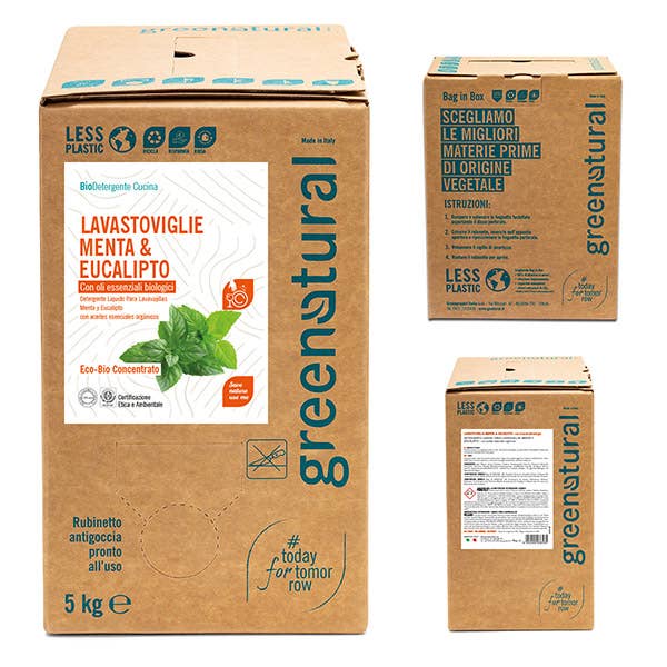 MINT & EUCALYPTUS Liquid Dishwasher - BAG 5kg GREENATURAL for wholesale by GREENATURAL