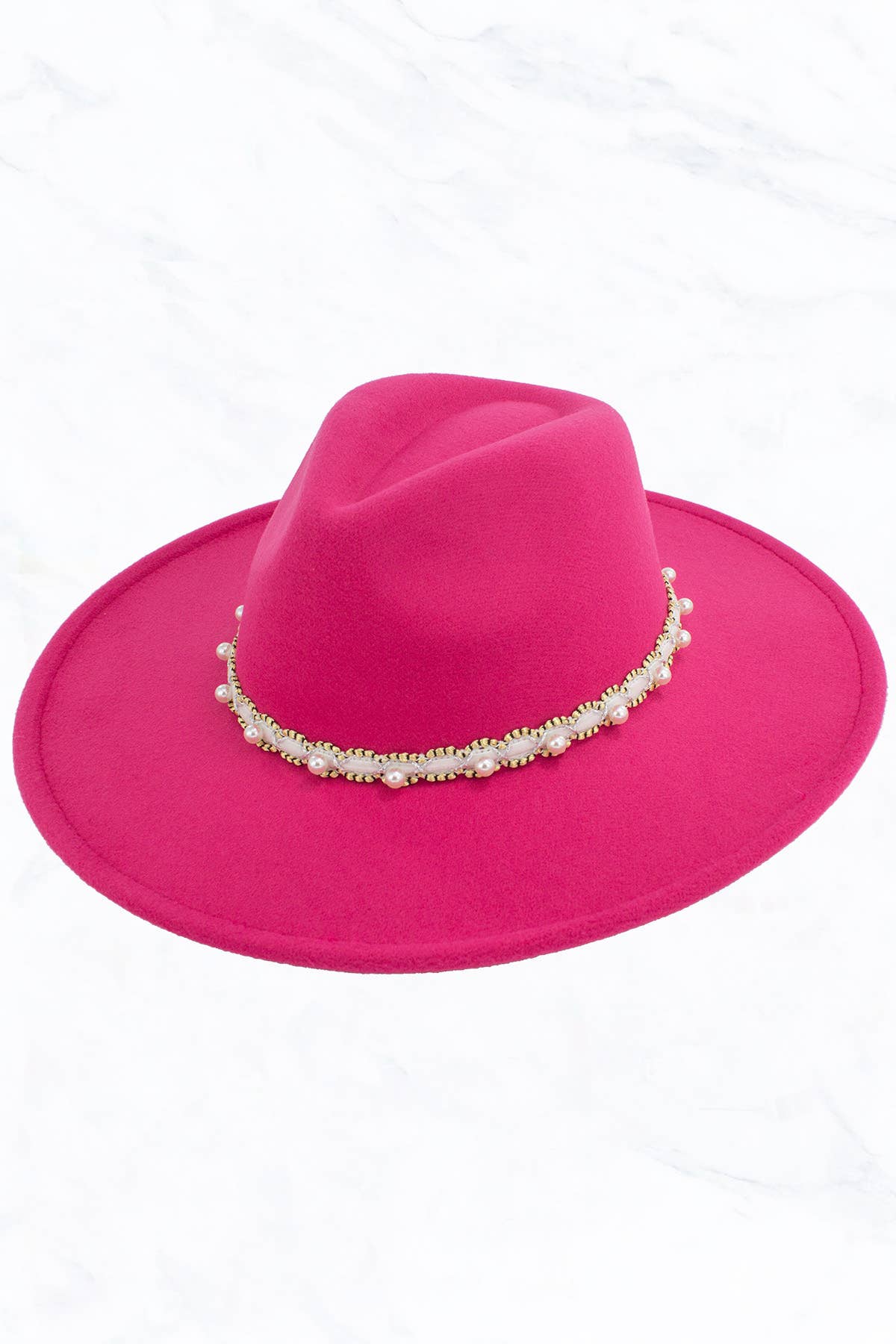 Suzie Q USA - Wholesale Fedora - Women's - Big Brim Peach Heart Top Jazz Hat with Pearl Belt28