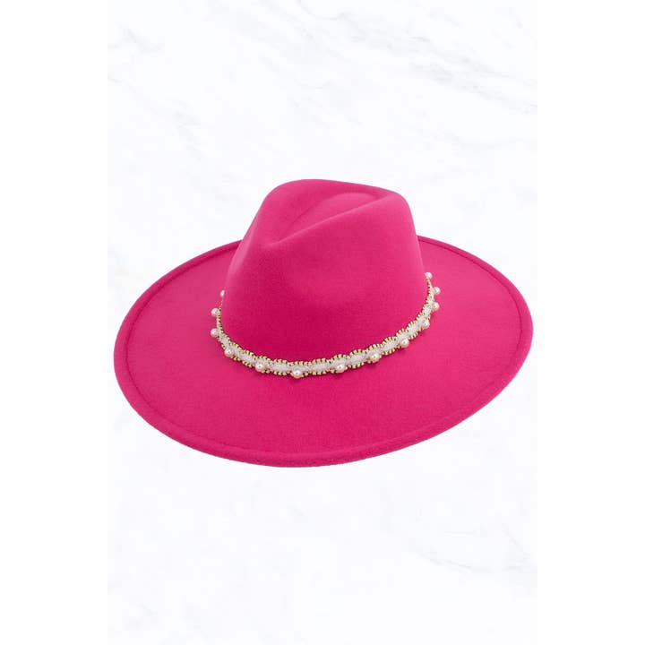 Suzie Q USA - Wholesale Fedora - Women's - Big Brim Peach Heart Top Jazz Hat with Pearl Belt28
