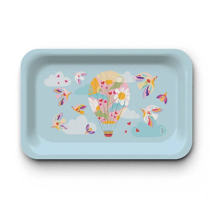 Vassoio rettangolare Kraft (28x18 cm) - Mongolfiera * per la vendita all'ingrosso da parte di Hirondelle & Cie
