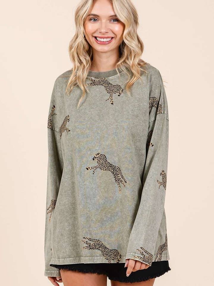 mittoshop - Wholesale Knit Top - Women's - MINERAL WASH CHEETAH PRINT LONG SLEEVE TOP5