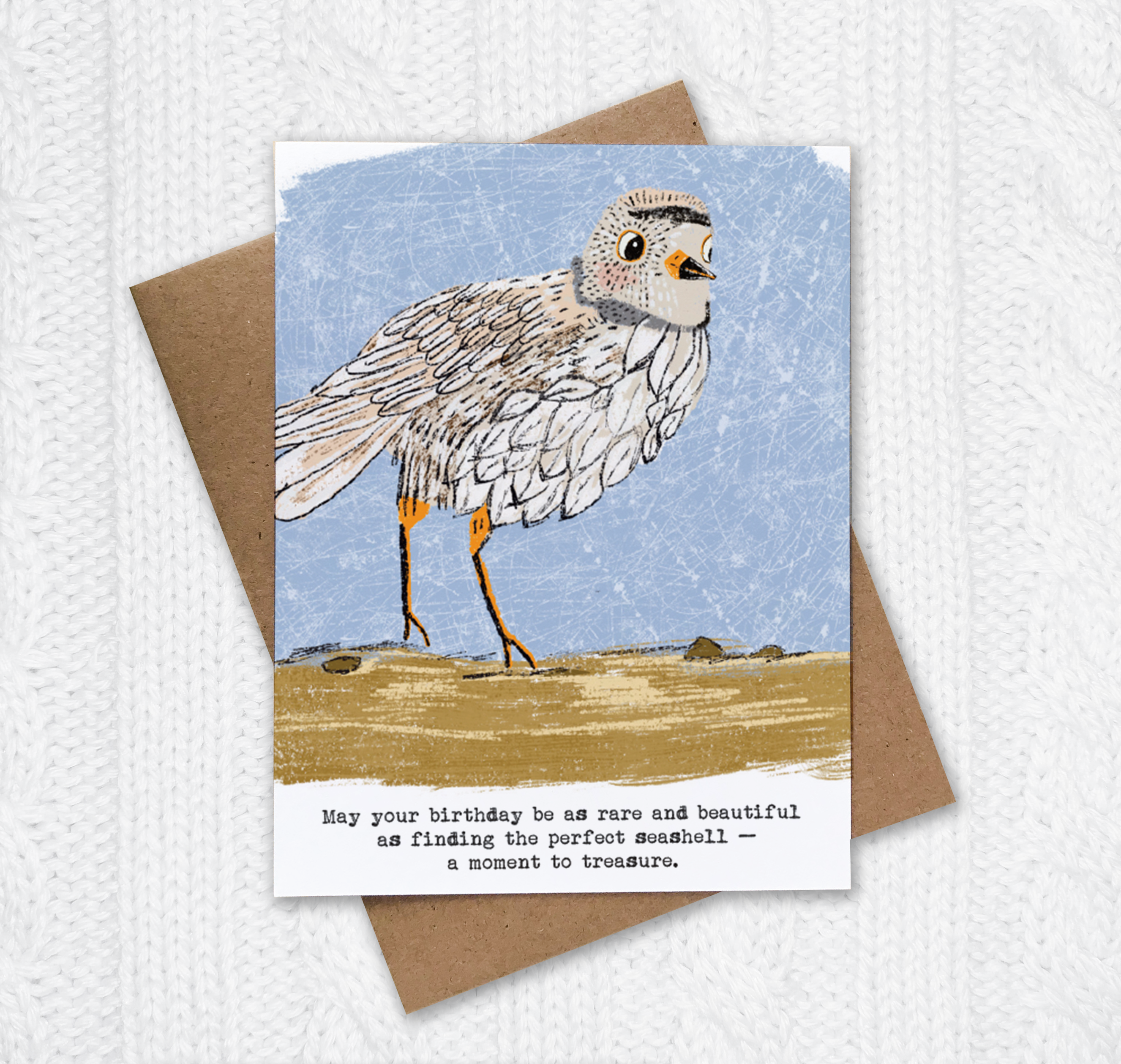 Yellow Birds Design - Wholesale Birthday Card - Piping Plover Hand-Illustrated Eco-Friendly Birthday Card2
