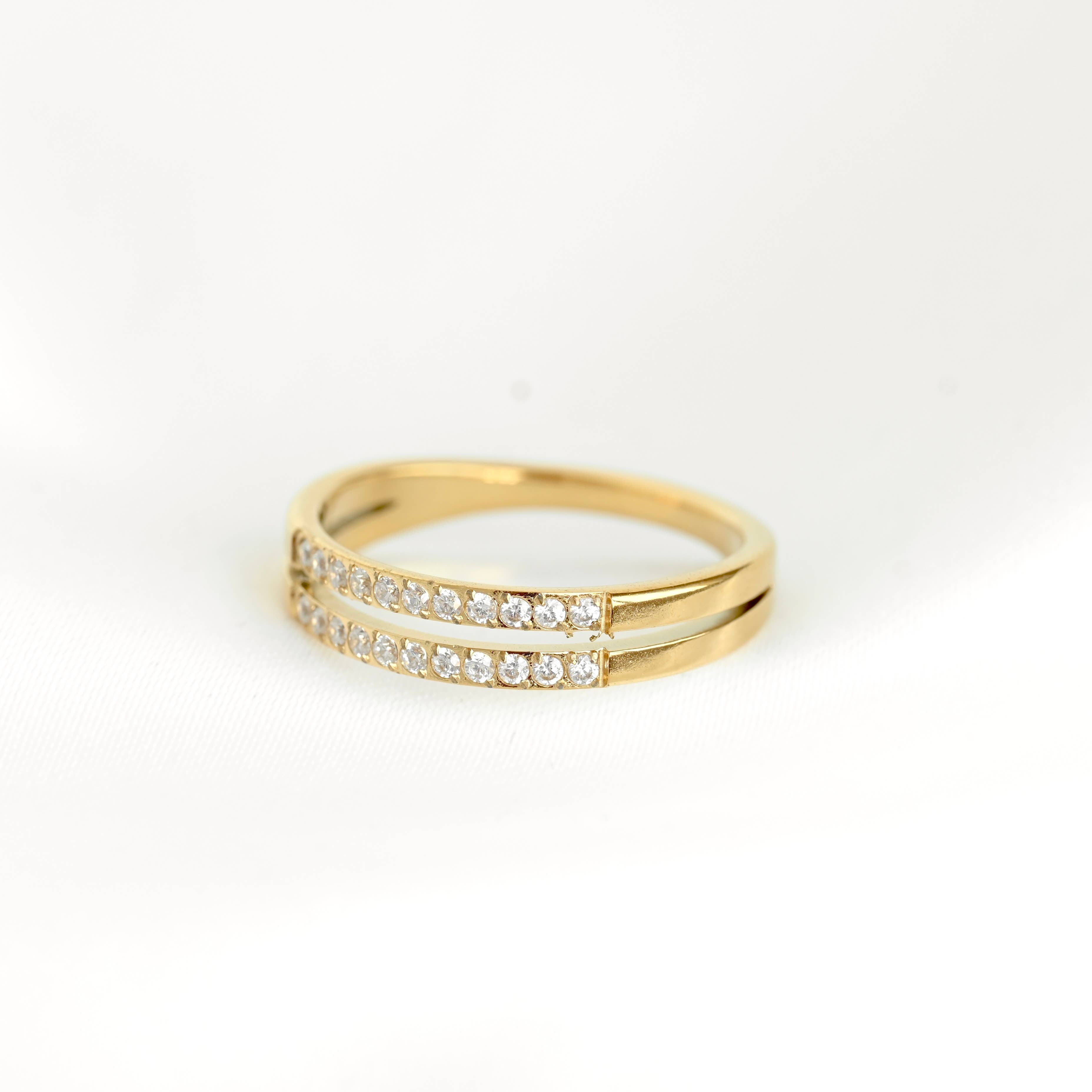 Blueyejewelry - Wholesale Multi-Stone Ring - Double Pavé CZ Ring - Slim Stacked Ring - Pave Diamond Band 6