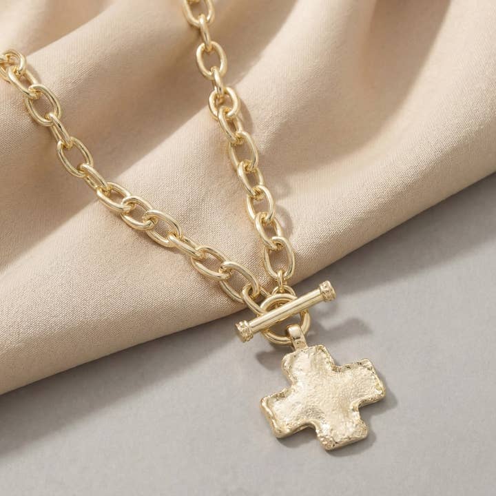 Cross Pendant Toggle Chain Necklace for wholesale by The Looks by Fame Accessories