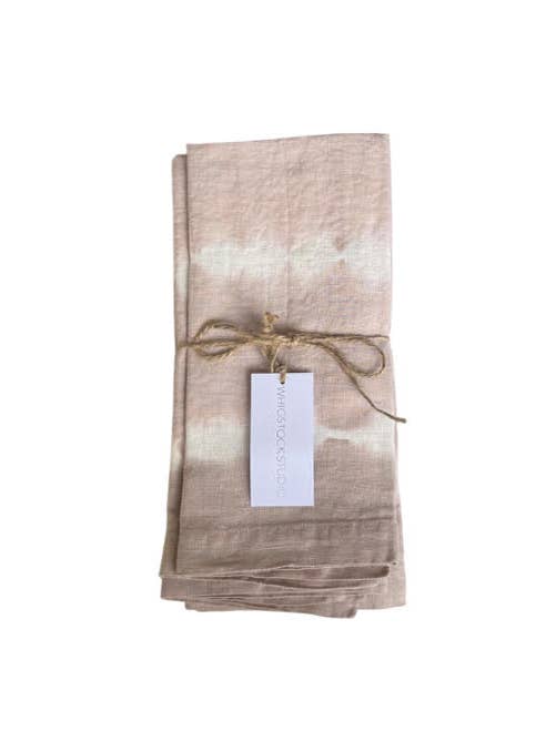 Dusty Rose Line Linen Napkin Set for wholesale by Whigstock Studio