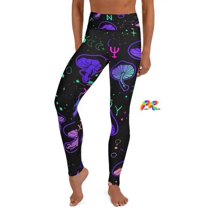 Mushroom Cult High-Waist Yoga Leggings for wholesale by Prism Raves