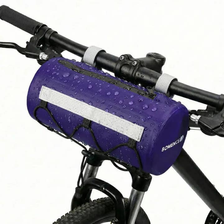 Bike handlebar roll bag with Velcro closure (purple) "Zippy Roll" for wholesale by Bomence