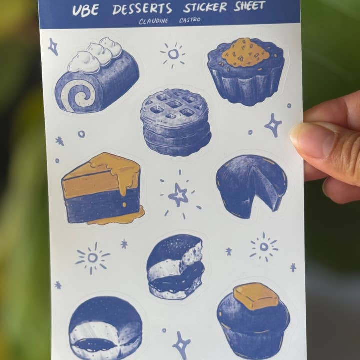 Claudine Castro Art - Wholesale Sticker - Ube Desserts Vinyl Sticker Sheet, Cute Filipino Art2