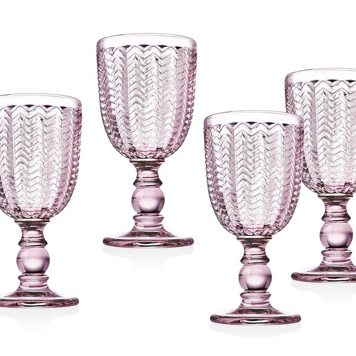 Set of Four Twill Goblets - Pink for wholesale by Godinger