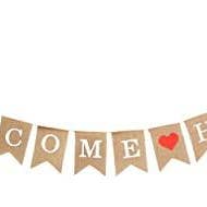 Mandala Crafts Burlap Welcome Home Banner - Rustic Jute for wholesale by Mandala Crafts