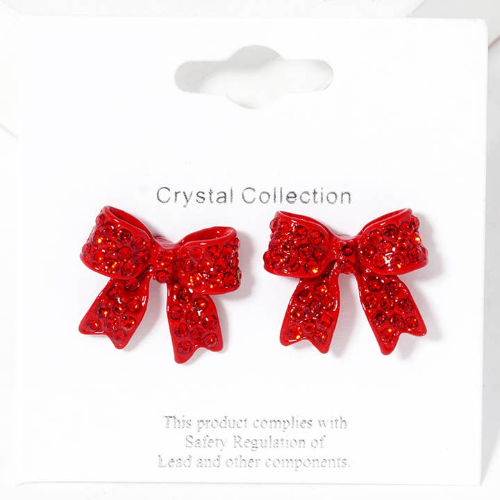 Sensibling Corp. - Wholesale Stud/Post Earrings - Crystal Rhinestone Pave Bow Stud Earrings
32