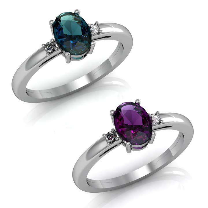 Glimmering Handmade – wholesale Multi-stone ring – Color Changing Genuine Alexandrite & Swarovski Crystals Ring